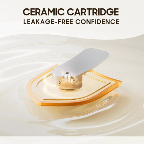 Close-up of ceramic cartridge for Brushed Nickel Tall Vessel Sink Faucet With Single Hole And Single Handle Waterfall Style.
