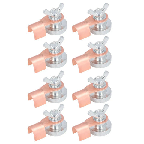 Heavy Duty 8Pcs Magnetic Welding Ground Clamps with strong grip displayed from the front for easy setup on any job site.