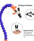 Close-up of Helping Hand Soldering Setup With Flexible 360 Degree Stainless Steel Arms showing clamp details.