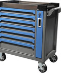 7 Drawer Rolling Tool Cart With Wheels Tool Chest And Cabinet With Independent Self Locking Anti Tip System And Rolling Tool Box Organizer For Warehouses And Workshops Built With Heavy Duty Cold Rolled Steel For Maximum Durability And Large Capacity. Blue 30.71W x 18.31D x 35.16H