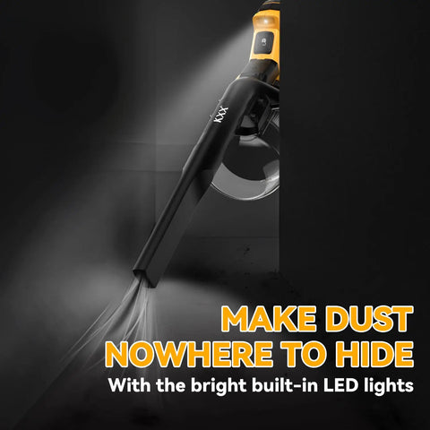 No Fuss Heavy Duty Cordless Handheld Vacuum Five In One With 500 Watt Motor And 46 Cubic Feet Airflow featuring LED lights.