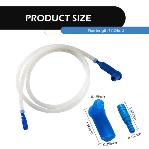 Brake fluid bleeder hose set, white translucent tube with blue adapter and one-way check valve; 3.93 ft long