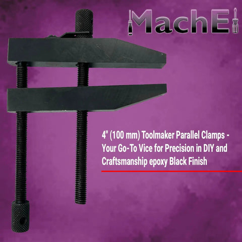 Parallel Clamp Vise For Toolmakers, Heavy Duty Craft DIY Clamp With Non Marring Jaw Pads, Multi Size Set From 2 Inch To 6 Inch, Durable Workbench Clamp For Woodworking, Metalworking And Precision Hobby Projects, 4 inch epoxy black clamp