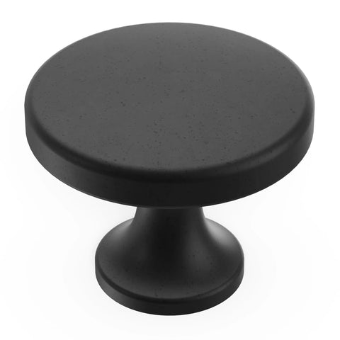 Front view of Solid Metal Core Cabinet Knobs And Dresser Knobs For Doors And Drawers One And Three Eighths Inch Black Iron Forge Collection
