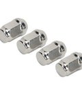 Upgrade Your Ride With These 16 Pc Chrome Lug Nuts For G1 Golf Carts, Perfect Fitment For Ezgo And Club Car Tires To Securely Fasten Wheels And Keep It Looking Fresh For Years. 4 chrome steel lug nuts close-up