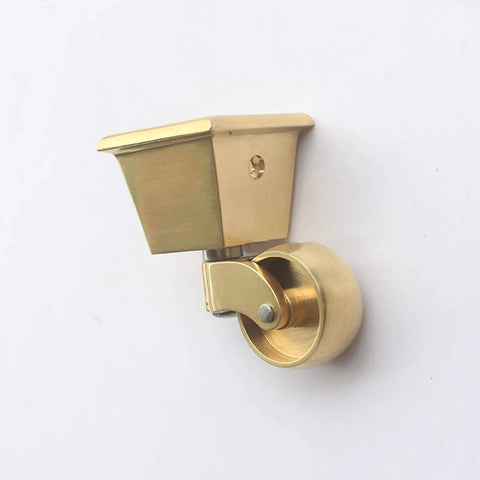 Heavy Duty Solid Brass Swivel Caster Wheels With Silent Rolling Square Cup Base, 32mm wheel, ideal for antique sofas and chairs.
