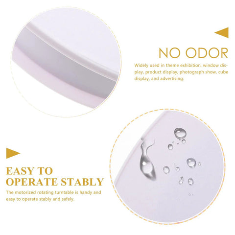 Close-up of Cool Electric Rotate Turntable Display Stand showcasing smooth surface and water droplets, perfect for jewelry display.