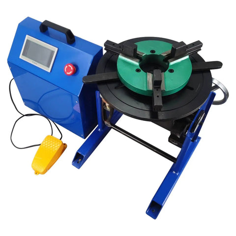 Build Tough Rotary Welding Positioner With Plug And Play Plc Touchscreen 50 Kg Capacity and adjustable 3 Jaw Chuck for welding projects.