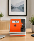 Rock Solid Digital Time Clock With Built In Date Stamper No Fuss Punch Recorder For Staff Time Cards on desk in office