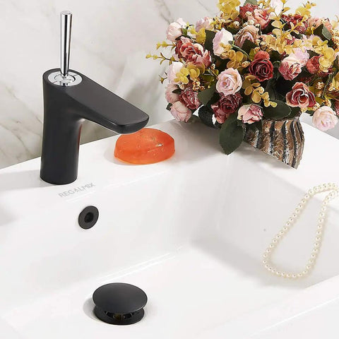 Heavy Duty Matte Black Vessel Sink Drain Stopper With Overflow And Built In Hair Catcher Stops Pesky Clogs Cold And Fits Standard American Sizes For Mess Free Bathrooms Daily