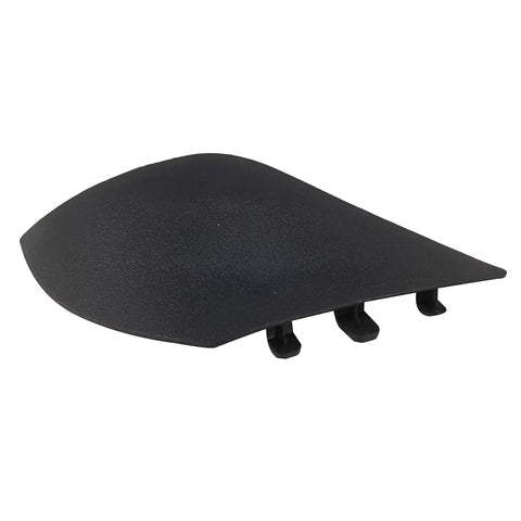 Solid Front Bumper Tow Hook Cover For Tesla Model X And Model S 2016 To 2021, black unpainted trim with clips for secure fit.