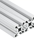 Two Pack 1010/10 Series Aluminum Extrusion Profile 1x1 Inch European Standard Anodized Linear Rail For 3D Printers And CNC Machines 400mm Length Silver Finish Smooth Sliding Guide Frame, silver aluminum extrusion ends