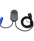 No Sweat Plug And Play Level 2 EV Charger 7kW 32A Wall Mount with digital screen and black cable for electric vehicle charging.