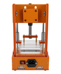 Front view of PCBA Test Stand For DIY Projects With 3 Acrylic Boards And Bakelite Fixture, PCB Test Jig, 6x5 in, orange color