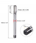 Pro Grade 5/8-11 UNC HSS Thread Milling Tap with 4 straight flutes, right hand threading, 6.3 inch, labeled dimensions