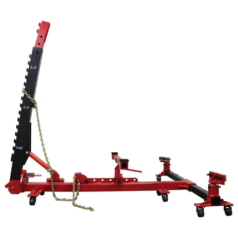 Auto Body Frame Straightener Machine With 98 kN Pulling Power And 6,600 Lbs Load Capacity showing side view with chains