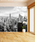New York City Skyline Canvas Wall Mural In Black And White Self Adhesive Peel And Stick Wallpaper For Living Room Decor