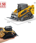 Three In One Skid Steer Loader Toy With Metal Loader Forklift And Grabber Arms One Fifty Scale Tracked Construction Vehicle For Kids