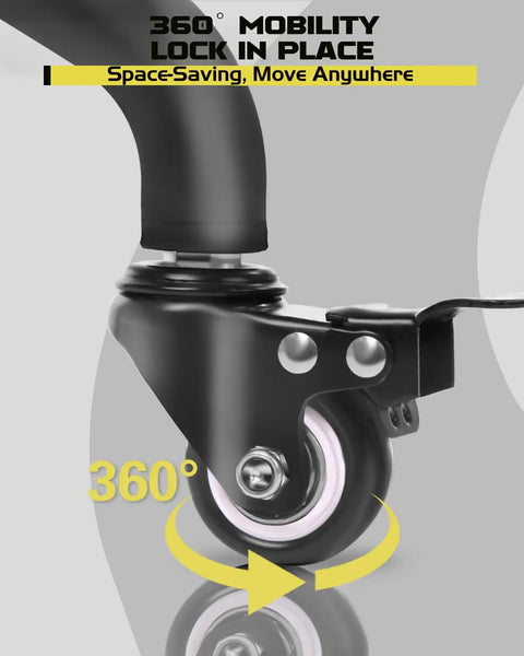 Close-up of wheel on Rolling Tool Cart With Phone Stand And Portable Work Table For Your Garage Or Shop Go To Mobile Service Tray Magnetic Ruler Tool Holder Light Duty Tool Organizer Workbench Cart For Mechanics And DIY Projects demonstrating 360-degree mobility