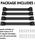 Image of 12 Inch Magnetic Tool Holder Strips Set of 4 for Garage Organization PVC Coated Magnetic Storage Bars with screws and anchors.
