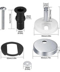 Parts of the Toilet Seat Screws And Hinges Kit Ten Pack Easy Install Replacement Fasteners with measurements.