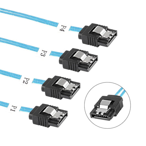 Slimline SAS 4.0 SFF8654 4i 38 Pin Host To SATA 7 Pin Cable For Internal Drives Ideal For Servers And PCs Fast Data Transmission X4 Target Connector 0.5M Length, 4 SATA plugs