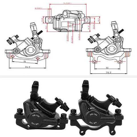 Heavy Duty Hydraulic Disc Brake Front And Rear Set Mountain Road Bike Aluminum Alloy Build Two Way Piston detailed caliper design.