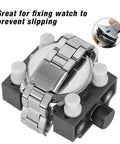 Handy Adjustable Watch Case Holder Vise For Wristwatch Repair, Metal Open Case Tool With Four Removable Pins, Non Slip Grips