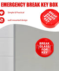 Emergency Key Box With Break Glass For Grab And Go Quick Entry Red Linkage Door Lock Box mounted on a wall