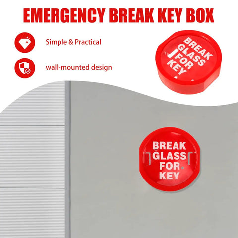Emergency Key Box With Break Glass For Grab And Go Quick Entry Red Linkage Door Lock Box mounted on a wall