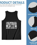 Dope Men's Tank Top Featuring A Gnarly Car Mechanic Funny Quote with wide cuffs and round neck, black cotton fabric.
