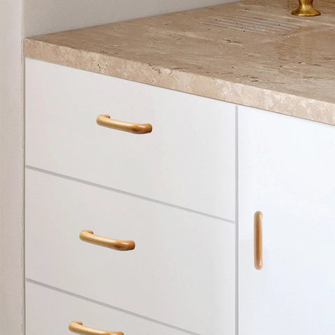 Modern cabinet with 8 Pack Arch Wooden Cabinet Pulls Beech Wood Drawer Handles With Screws, Natural Finish