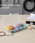 Super Cool 400 Piece Insulated Wire Ferrule Terminal Kit With Color Coded Copper Crimp Connectors For Stranded Wires To Tame Messy Ends, Perfect For Control Panels, Machinery Assembly, And Sweet Automotive Or Electronics Projects To Make Secure. 400-piece insulated ferrule kit in clear organizer, color coded tips