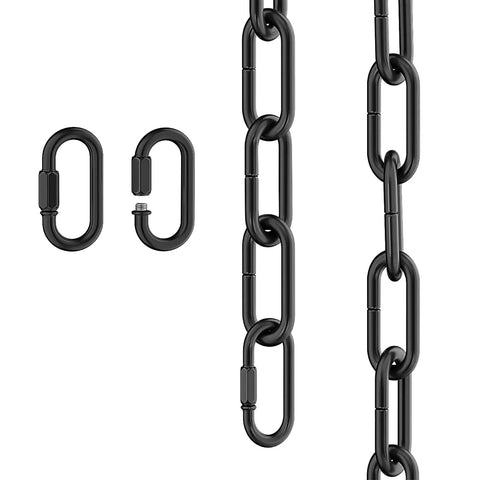 Six Foot Industrial Black Light Fixture Chain For Pendant Chandeliers, Adjustable Metal Link Extension with Detachable Links