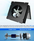 Solar Powered Attic Fan Boasts A Tough As Nails Metal Shell And Whopping 3000 Square Foot Coverage For Instant Heat Dumping and Zero Electric Bills, showcasing aluminum fan blades and copper motor.