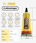 Waterproof Flexible Repair Adhesive Glue For Phone Screens And Electronics, black T-7000, 50 ml tube with adhesive advantages.