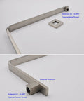 High Rise Gooseneck Shower Arm And Flange 16 Inch Solid Brass With PVD Brushed Nickel Finish, Square Design, with threads