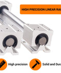 Pro Grade SBR16 800mm Linear Rail Kit with rails and carriage blocks for CNC routers, showing high precision feature.