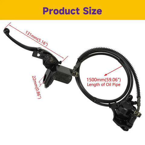 Left Hydraulic Disc Brake Master Cylinder Caliper Assembly For 50cc To 250cc ATVs And Quad Bikes with dimensions