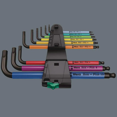 Hex-Plus L Key Set 9 Piece Multicolor BlackLaser Finish Metric Tools For Recessed Torx Screws Long Arm With Torx Ballpoint Handy Size Markings