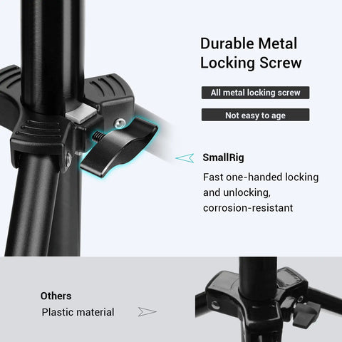 Close-up of durable metal locking screw on Dope Air Cushioned Aluminum Light Stand Extends To 110 Inches, RA-S280