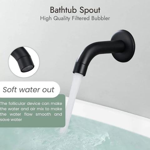 Matte Black Tub Spout With Handheld Sprayer Shower System 8 Inch Rainfall Shower Head Wall Mounted Waterfall with water flow