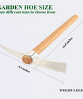 16.5 Inch 2 In 1 Mattock And Pickaxe With Hardwood Handle, stainless steel, dimensions labeled, for garden and field work.