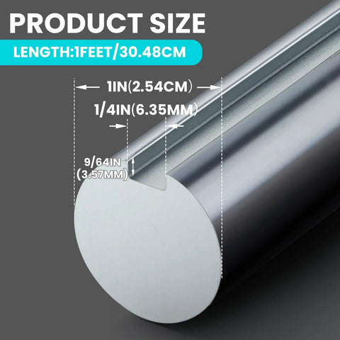 One Inch Round Keyed Shaft With Quarter Inch By Nine Sixty Fourths Keyway One Foot Length 1045 Carbon Steel Heavy Duty Shafting For Power Transmission Anti Slip Fit For Rotating Machinery, keyed shaft close-up