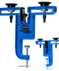 Heavy Duty Ski And Snowboard Vise With Suction Cup For Tuning And Waxing, All Metal Aluminum 2 Piece Design, shown in blue