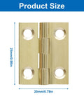 Compact Brass Mini Hinges One Inch Ten Pack With Pre Drilled Screws Ideal For Jewelry Boxes Woodworking Crafts And Tiny Gift Cases showing size dimensions 25mm x 20mm