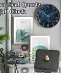 Easy Fit Quartz Clock Movement DIY Repair Kit for Wall Clocks in black, shown with ultra-slim mechanism and parts.