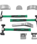 All In One Car Body Repair Tools Kit With Paintless Dent Repair Sheet Metal Grinding Ergonomic Non Slip Handles DIY Auto Body Repair Set For Dents Dings Scratches And Maintenance, hammers and handles visible