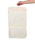 Game Changer 2 Pack Mesh Hanging Closet Storage Organizers Beige showing anti tangle pockets for underwear.