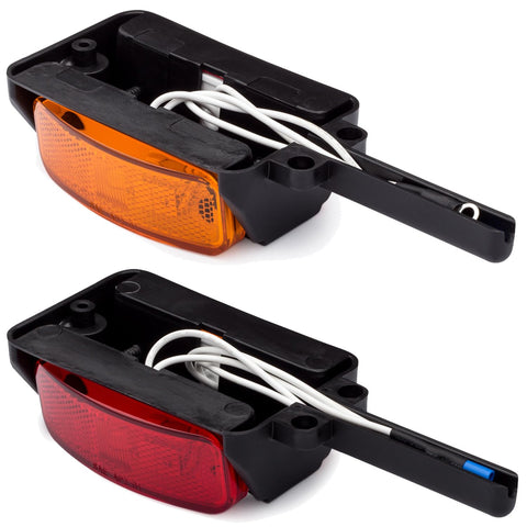 Pre Wired RV Fender Clearance Trailer Light Set Left And Right showcasing orange and red side marker lights, pre-wired for installation.